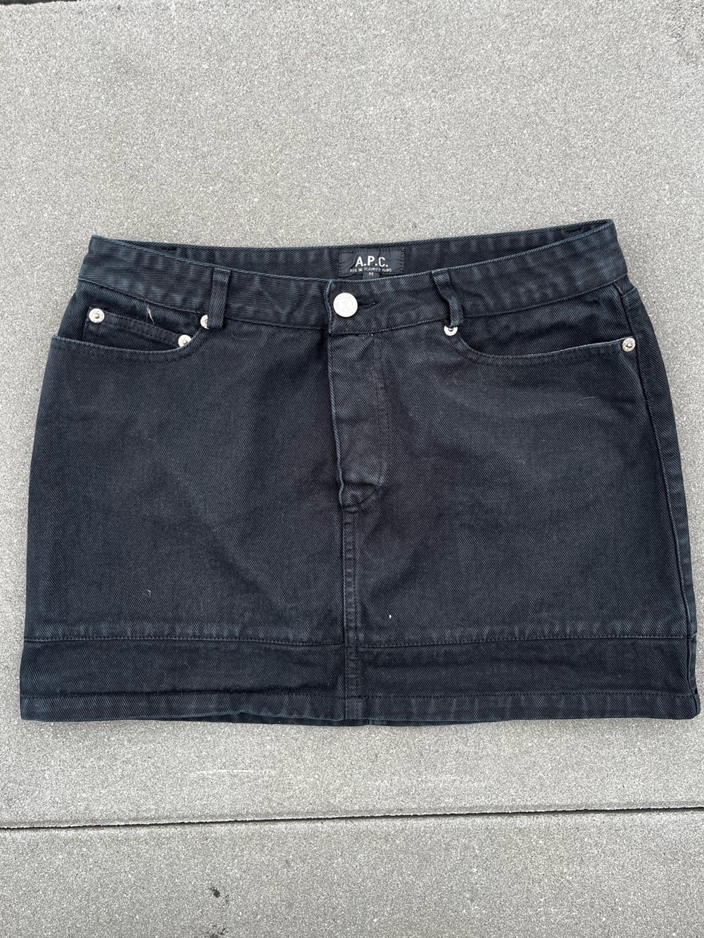 A.P.C. Black Denim Mini Skirt | Size M
